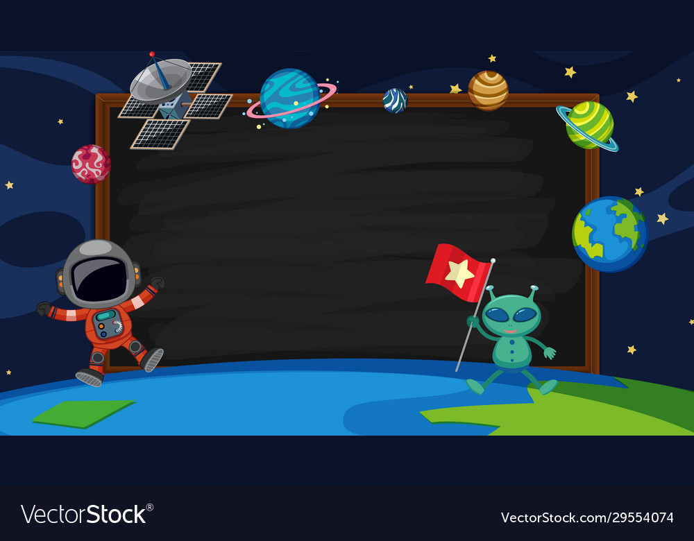 Border template with alien and astronaut Vector Image