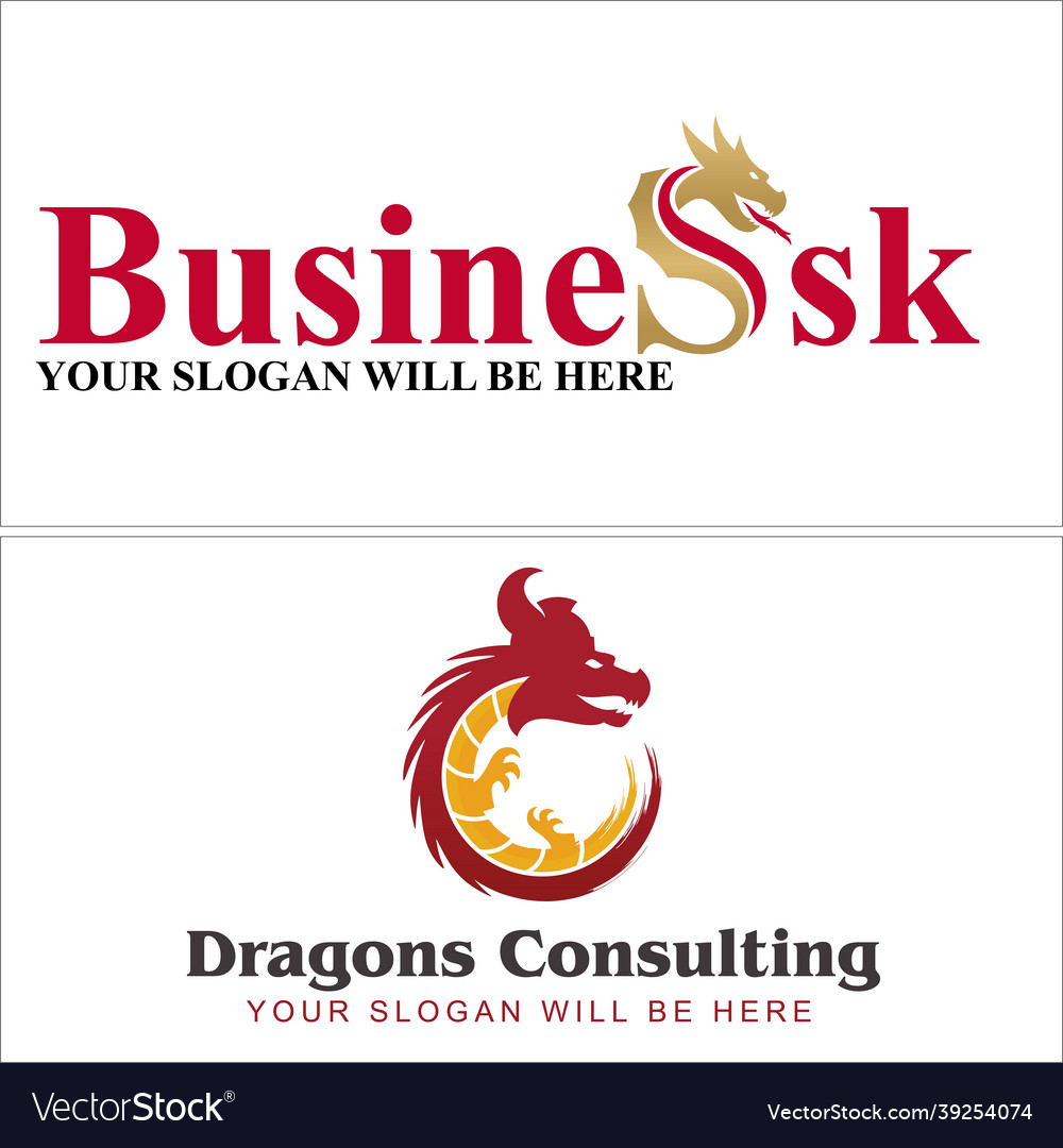 Business consulting with dragons logo design