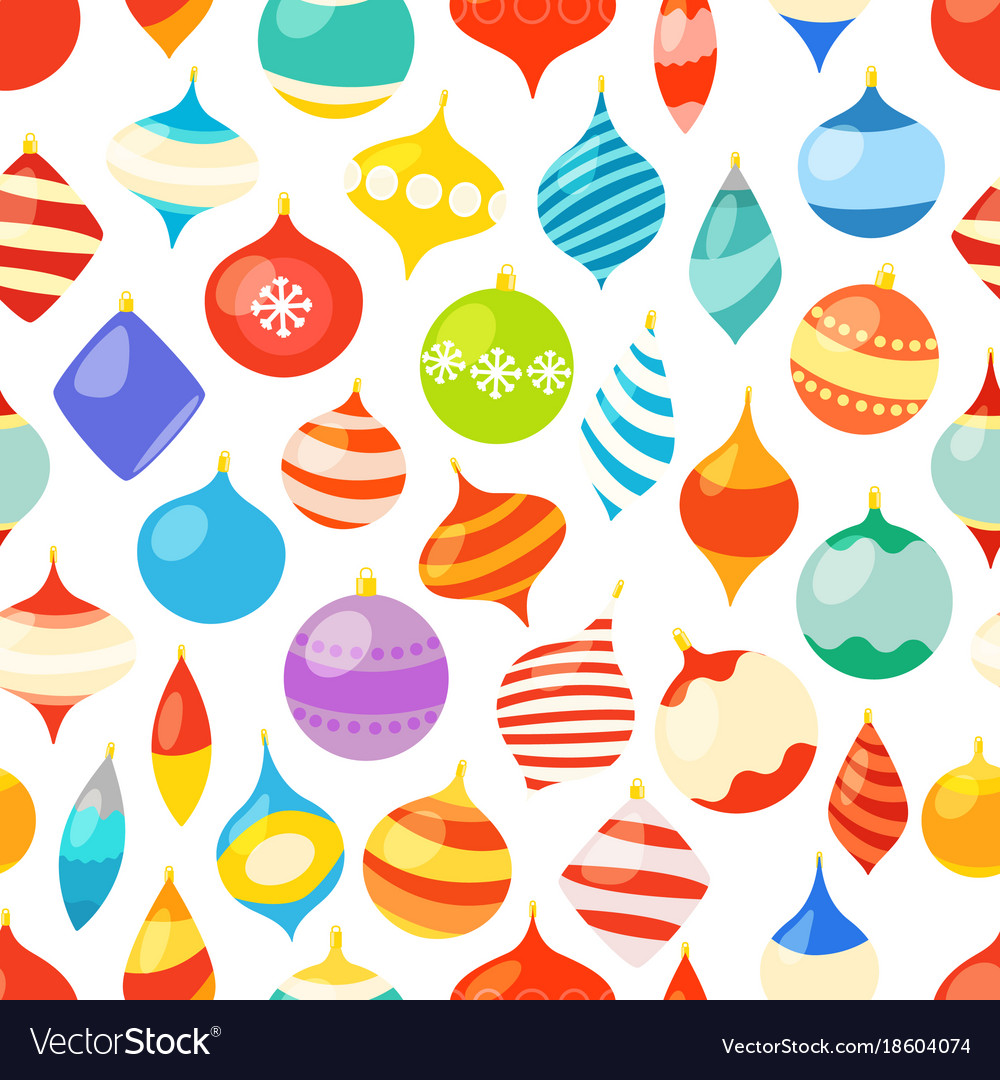 Different Christmas Bauble Seamless Pattern Vector Image