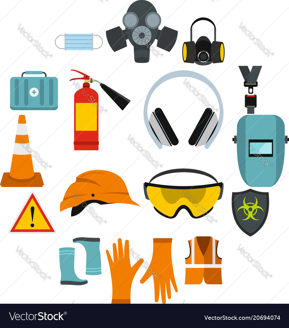 safety icons set flat