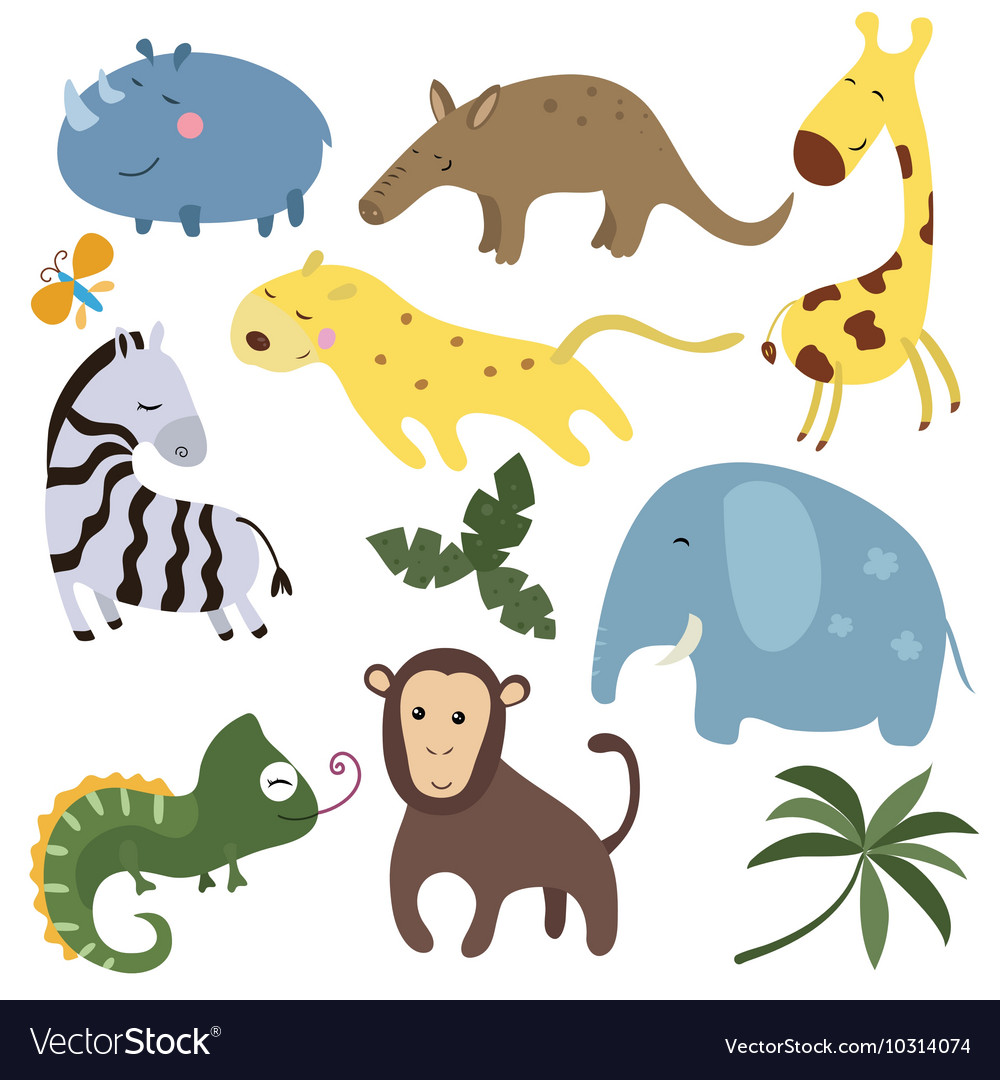 Set of different african animals Royalty Free Vector Image