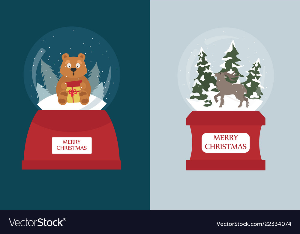 Snow globe icon set elements for christmas Vector Image