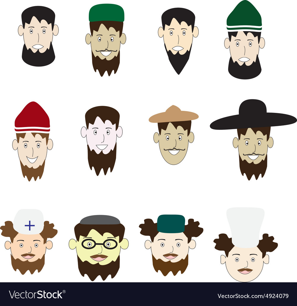 A set of faces of people of different professions Vector Image