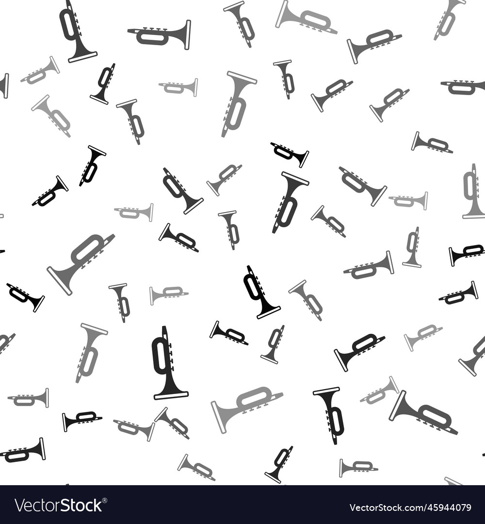 Black trumpet icon isolated seamless pattern