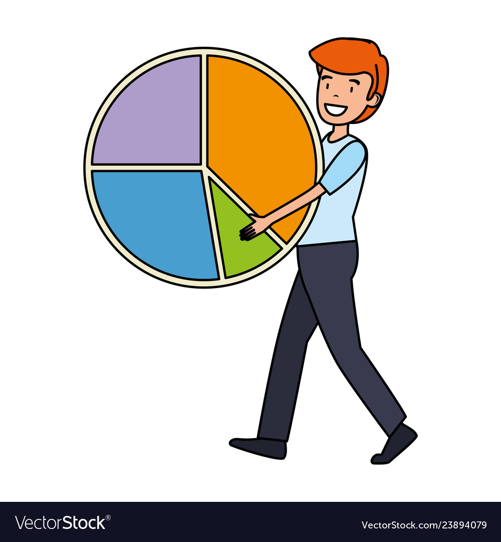 Businessman lifting statistics infographic pie