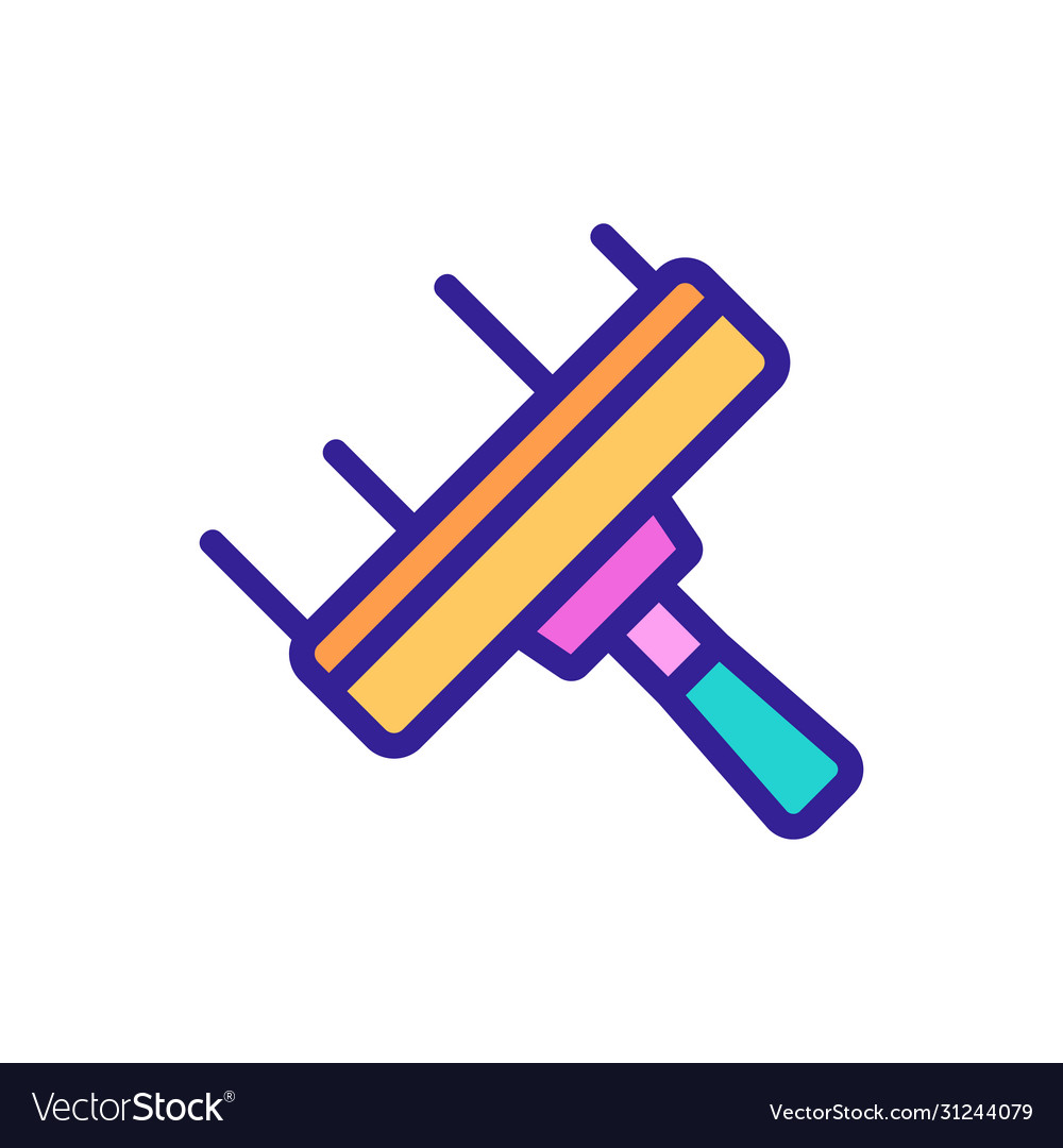 Flat squeegee in action icon outline