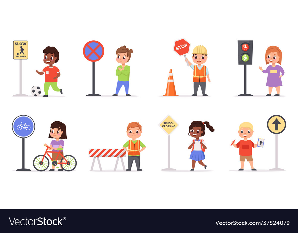 Violation road rules kids abruptly cross path Vector Image