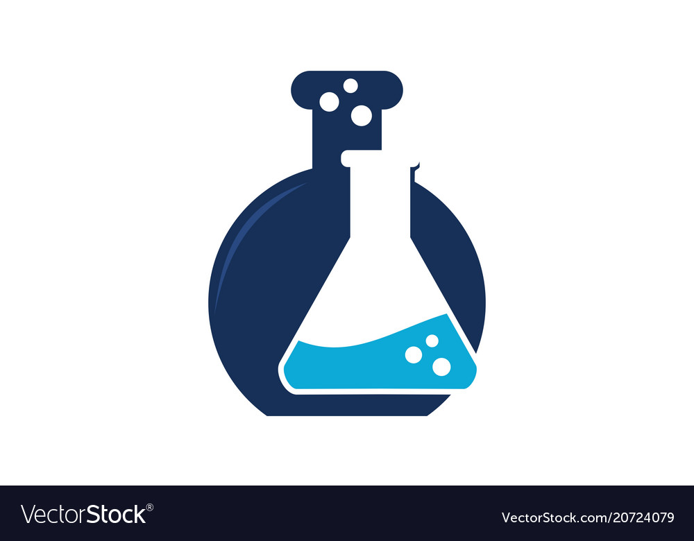 Microscope and flask Royalty Free Vector Image