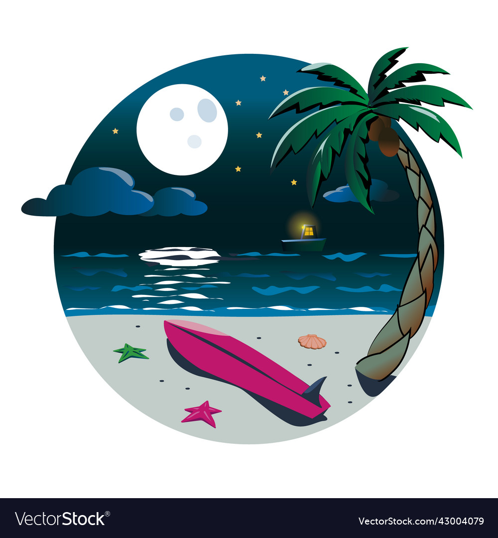 Palm trees at night Royalty Free Vector Image - VectorStock