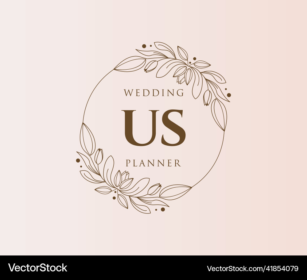 Us initials letter wedding monogram logos Vector Image