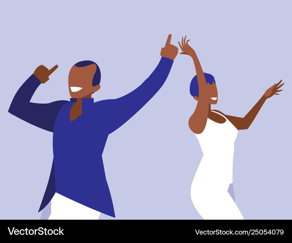 Young black couple dancing characters Royalty Free Vector