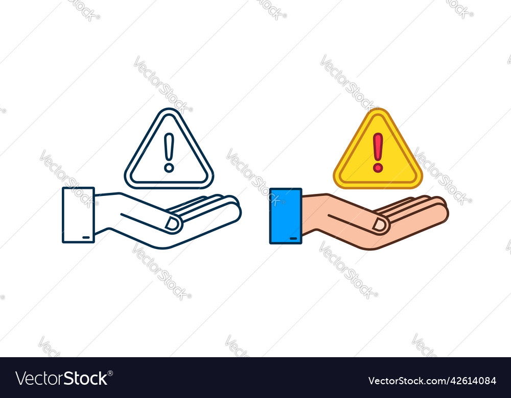 Banner with yellow scam alert over hands