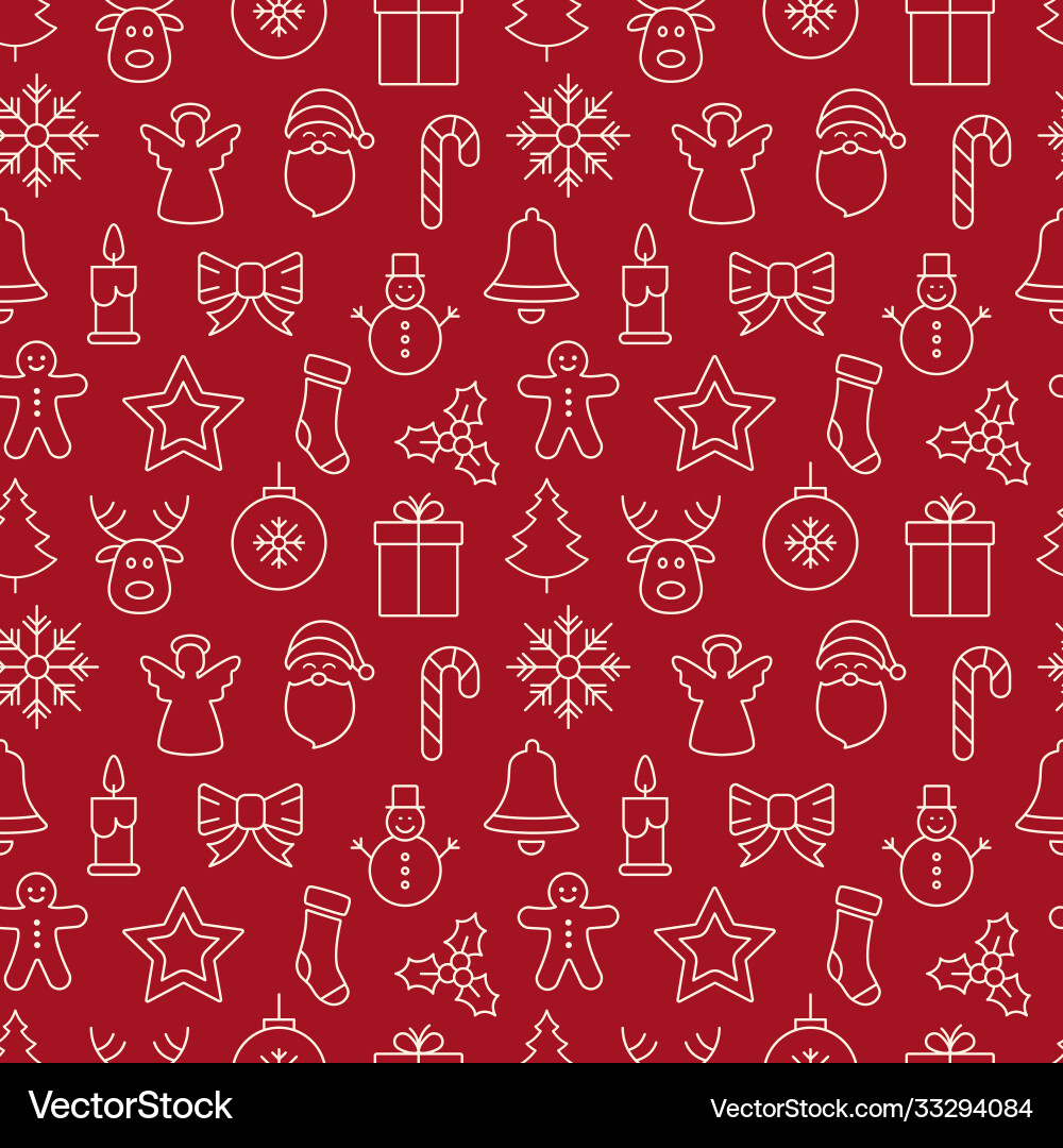 Christmas icon seamless pattern elements red Vector Image