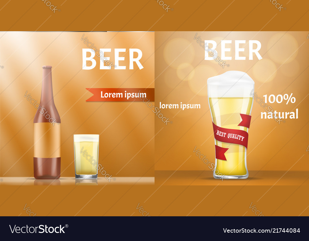 natural beer banner set realistic style royalty free vector