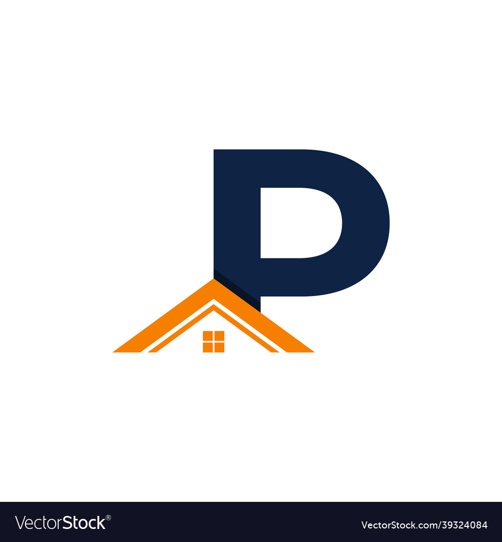 Real estate initial letter p house logo design Vector Image