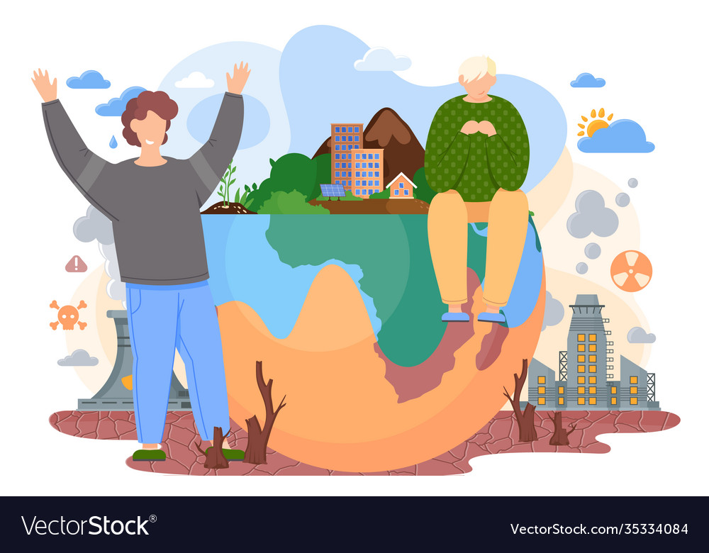 Unsuccessful earth care globe polluted by Vector Image