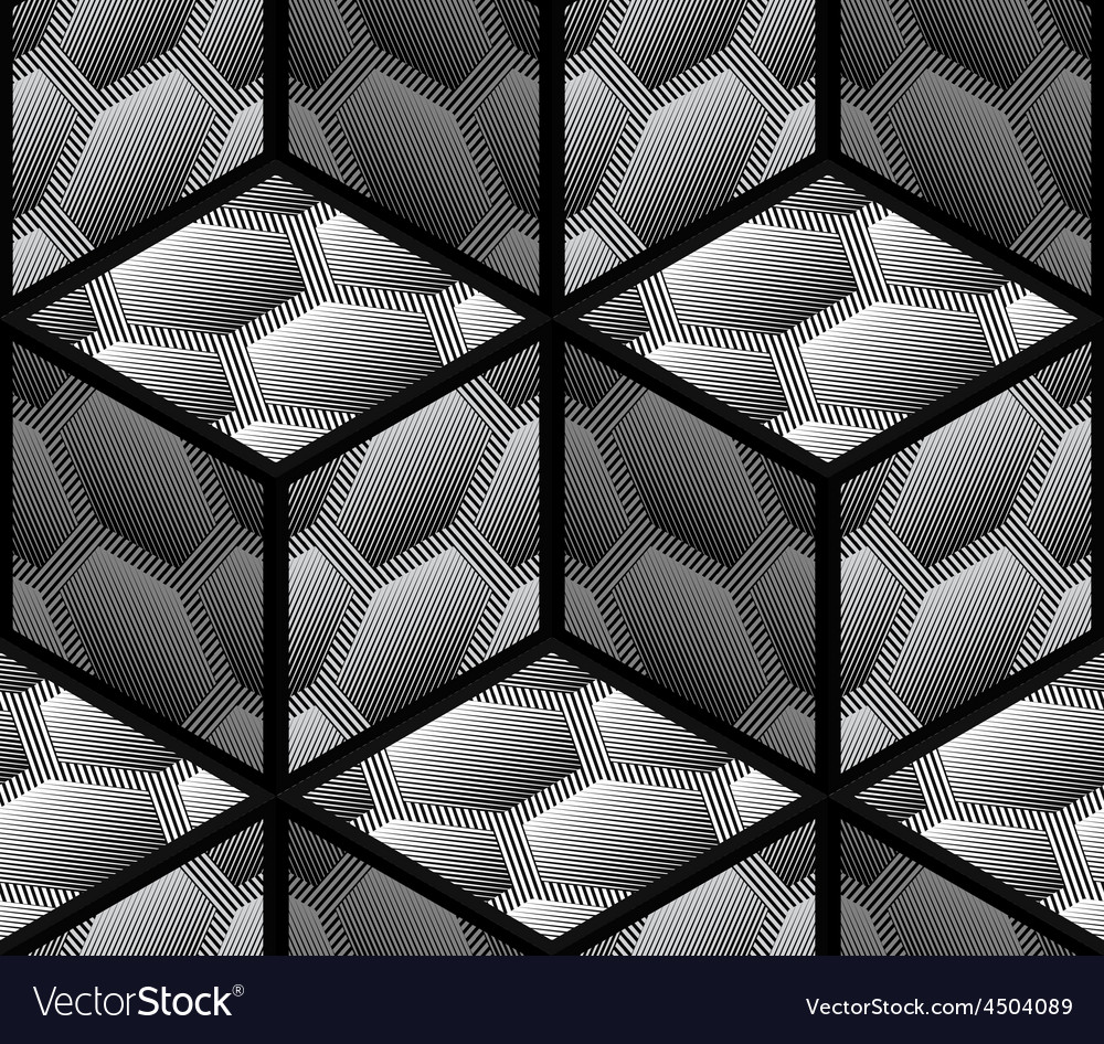 Abstract striped 3d hexagons geometric seamless