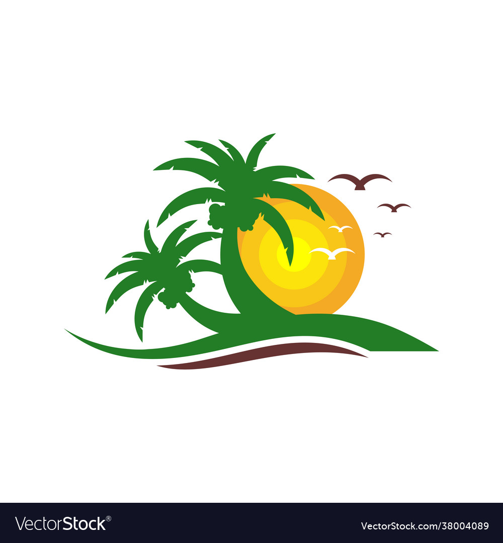 Beach vacation logo design vector image Beach vacation logo design