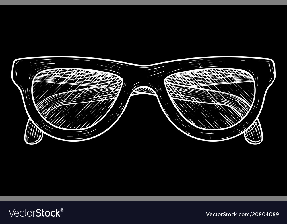 Glasses hand drawn sketch on black background Vector Image