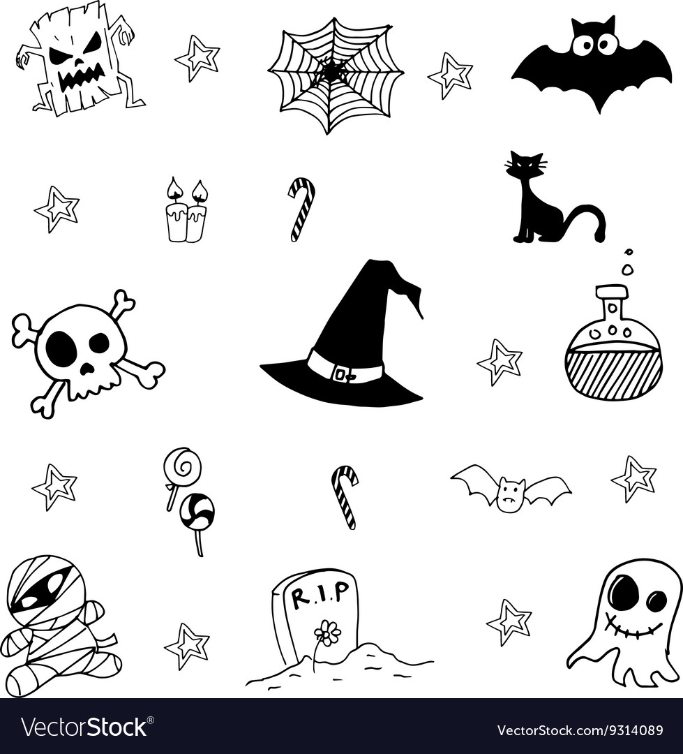 Halloween scary doodle Royalty Free Vector Image