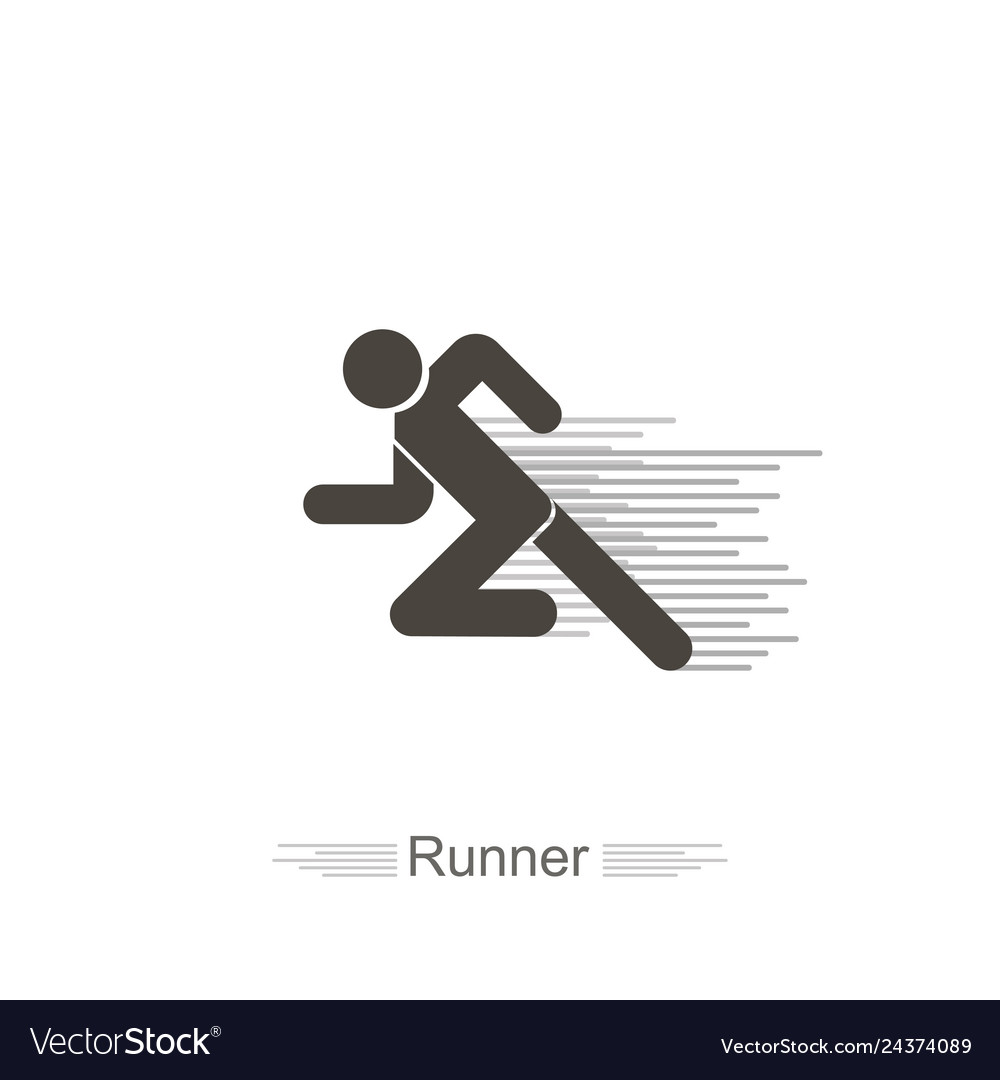 Icon runner on a white background with lines flat