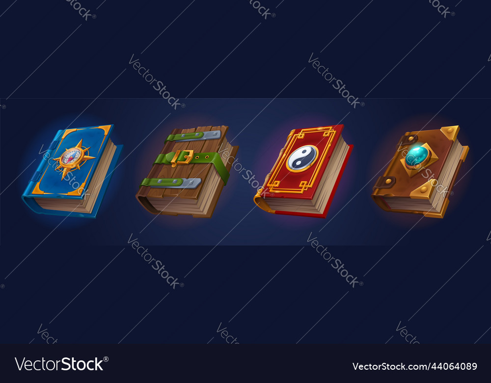 Old mystic books of magic spells Royalty Free Vector Image
