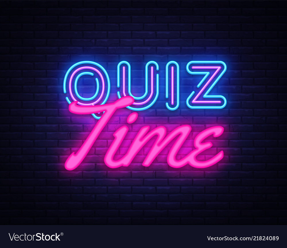 Quiz time neon sign quiz pub design Royalty Free Vector