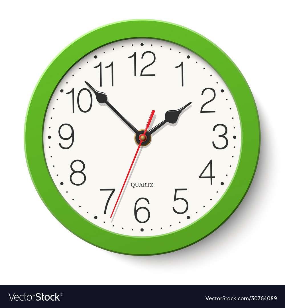 Round Wall Clock With Green Body Isolated Vector Image