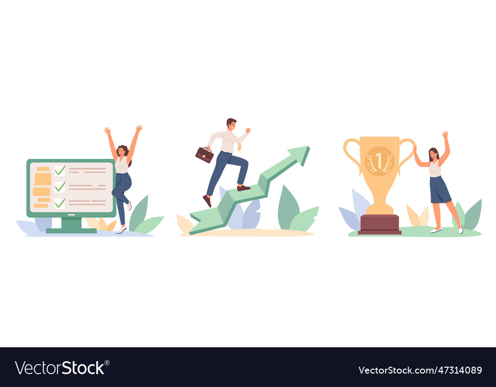 Success at work female and male characters Vector Image