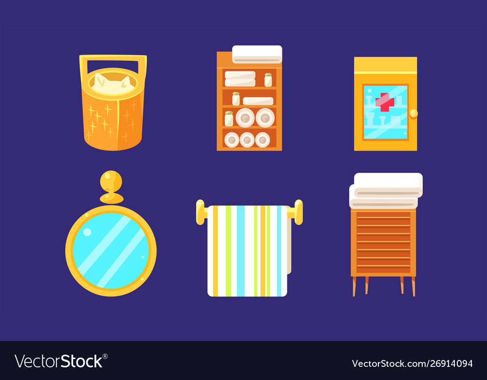 Bath equipment and accessories set bathroom Vector Image