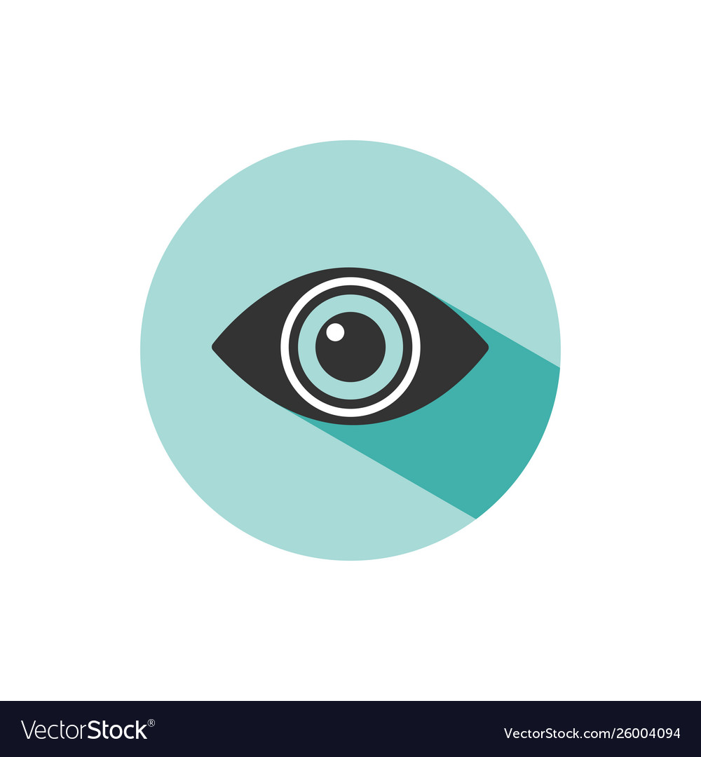 Body senses vision eye icon with shade on green