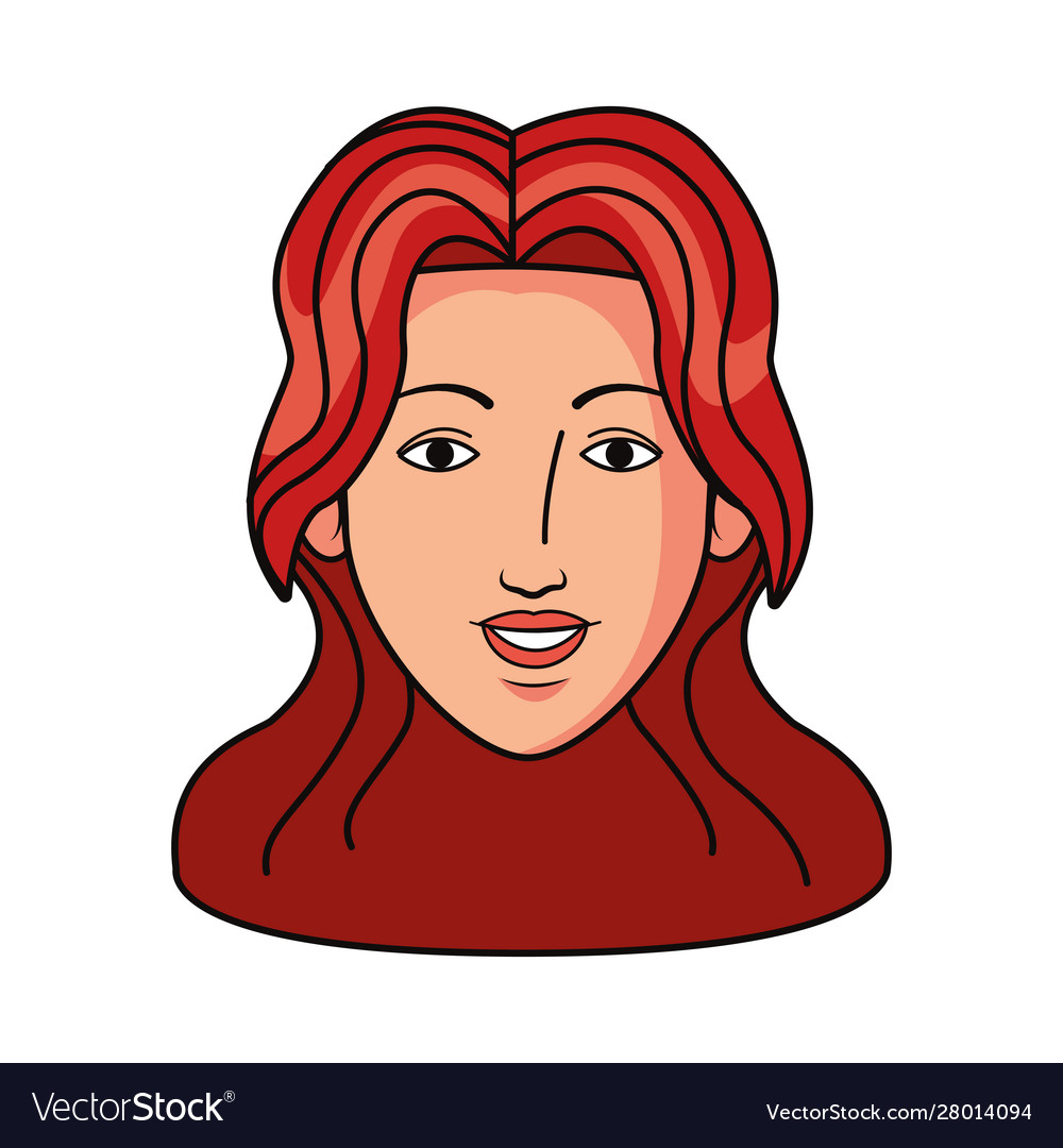 Cartoon Woman With Long Hair Icon Flat Design Vector Image