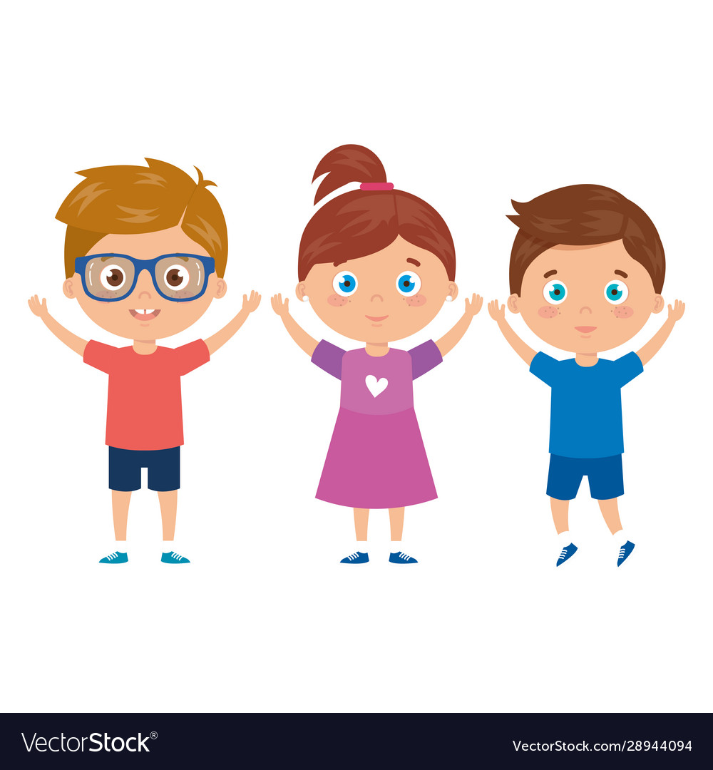 Children standing on white background Royalty Free Vector