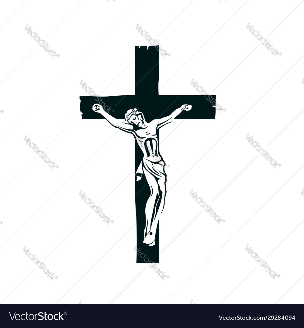 Crucifixion jesus on cross Royalty Free Vector Image