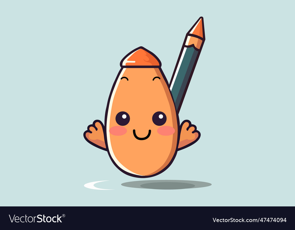 Cute pencil is waving the hand