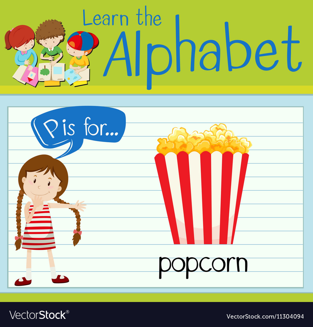 Flashcard letter p is for popcorn