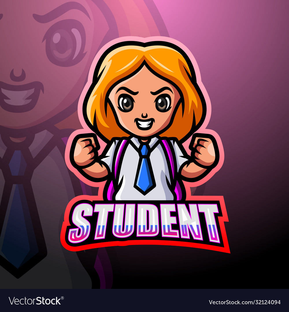 Girl student mascot logo design Royalty Free Vector Image