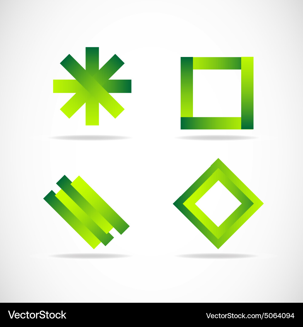 Green logo elements icon set Royalty Free Vector Image
