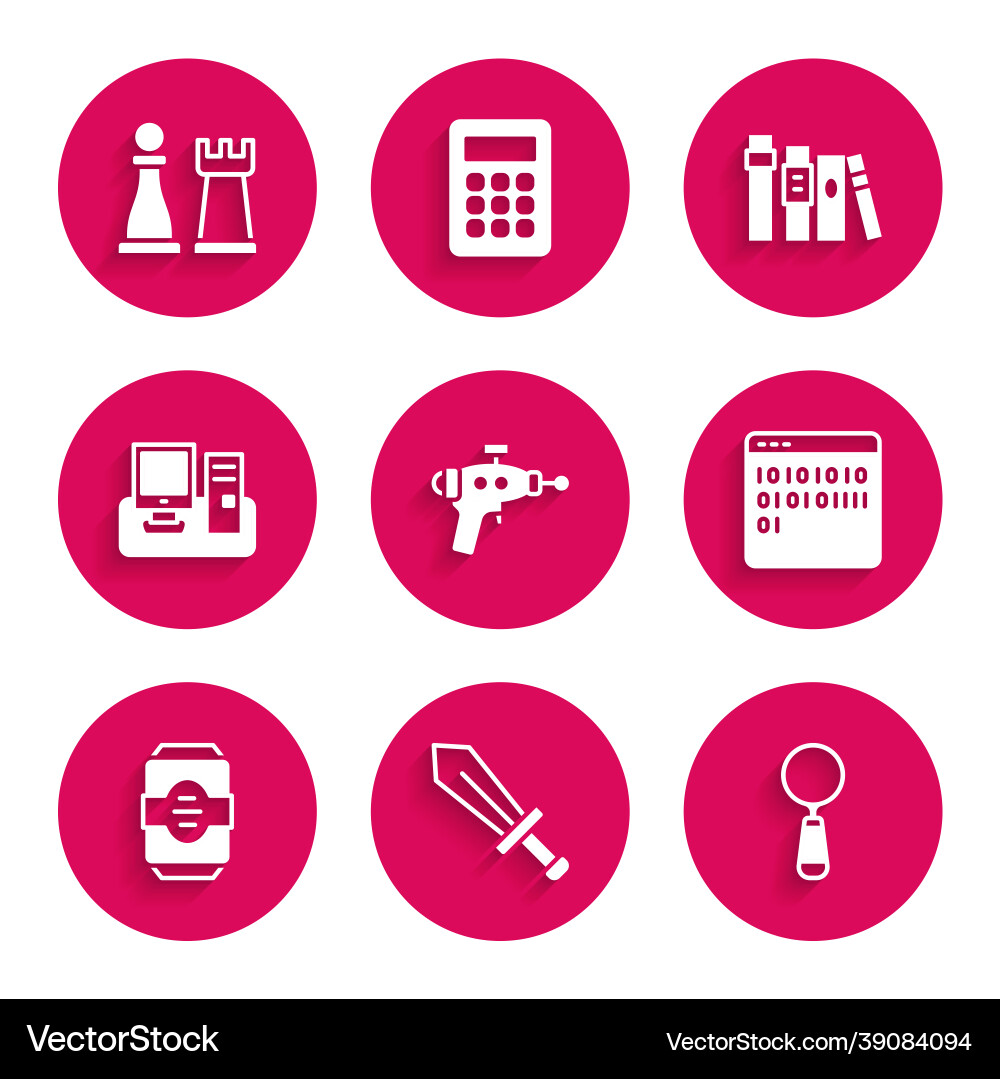 Set Ray Gun Sword For Game Magnifying Glass Vector Image