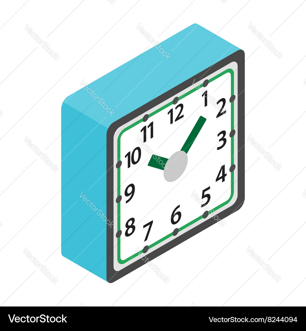 Table clock icon isometric 3d style Royalty Free Vector