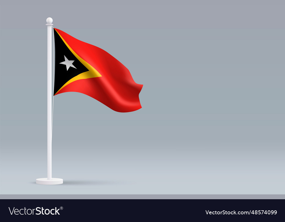 3d realistic national east timor flag isolated