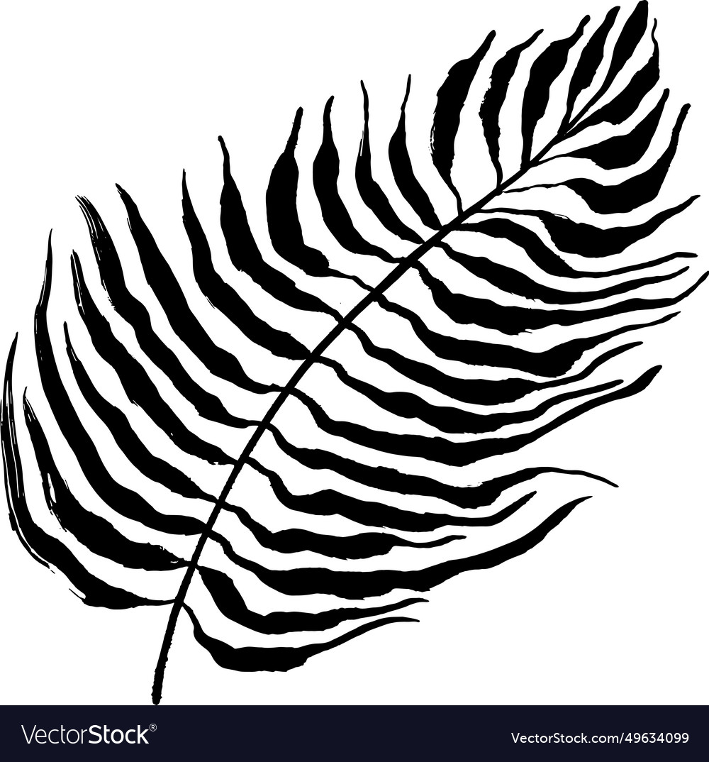 Artwork brush palm leaves silhouette Royalty Free Vector