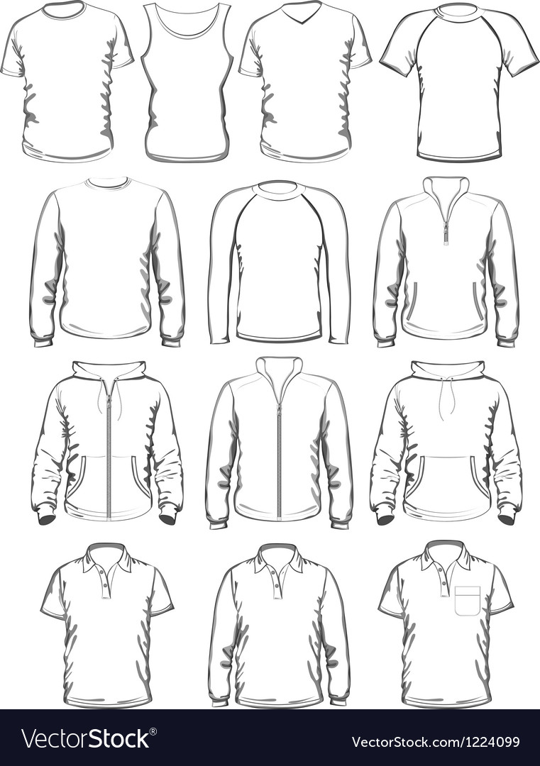 Collection of men clothes outline templates Vector Image