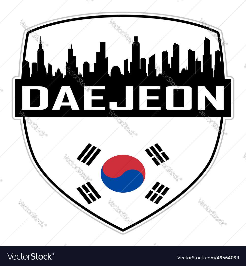 Daejeon skyline silhouette south korea flag travel