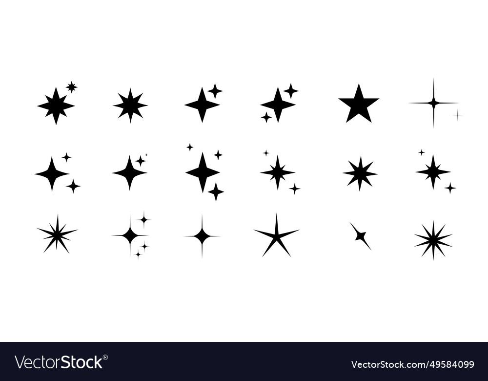 Minimalist silhouette star icons shape Royalty Free Vector