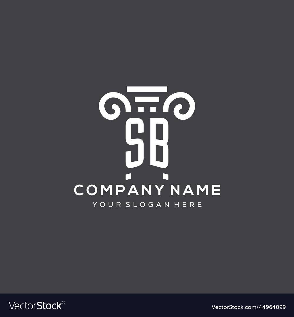 Monogram sb logo for law firm with pillar icon