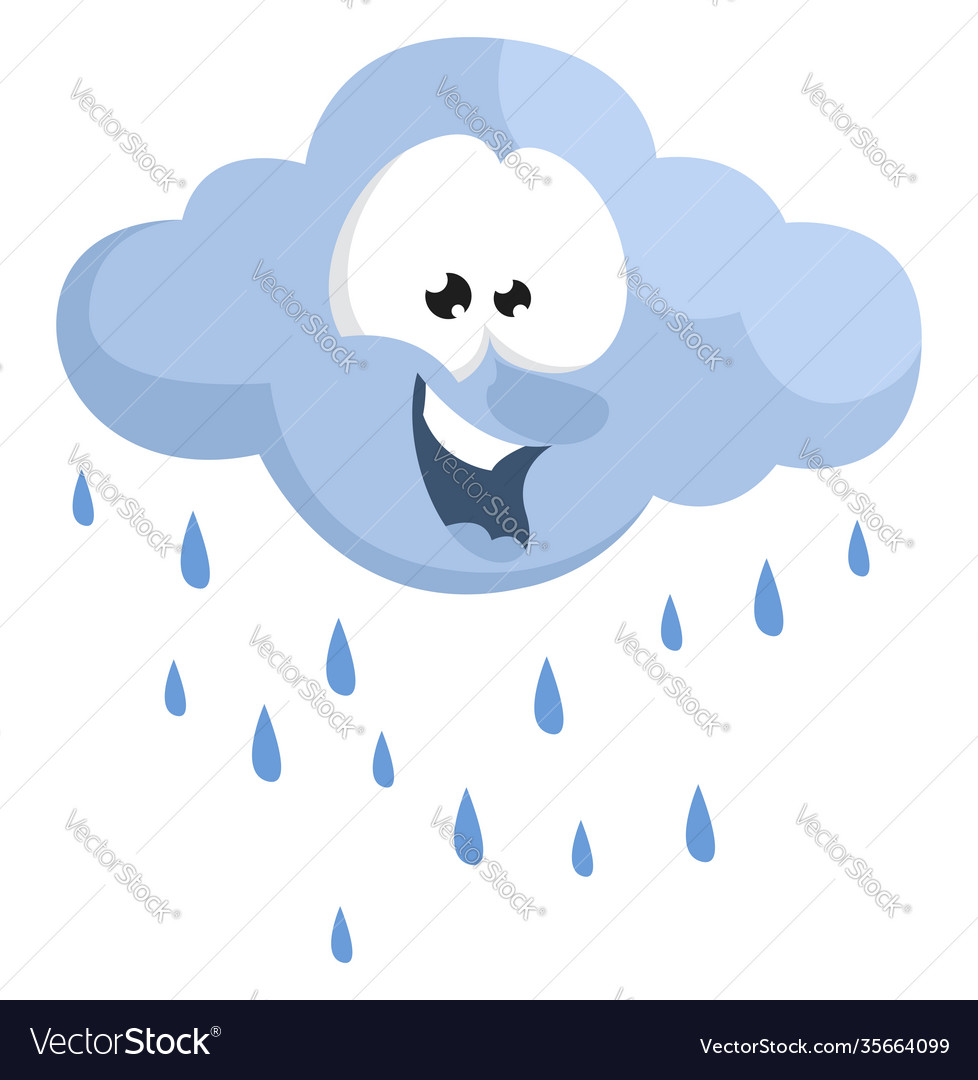 Rain from a cloud on white background Royalty Free Vector