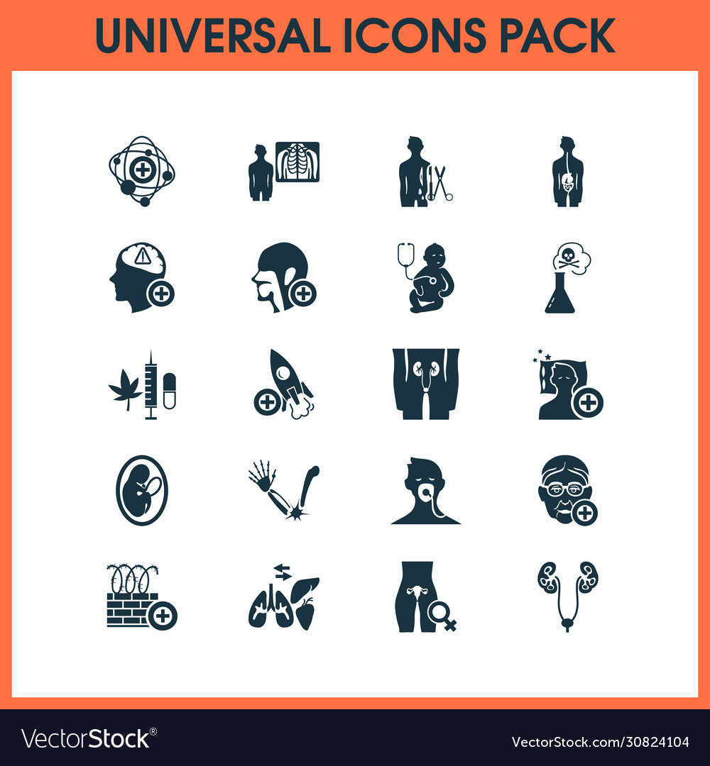 Anatomy icons set with otorhinolaryngology