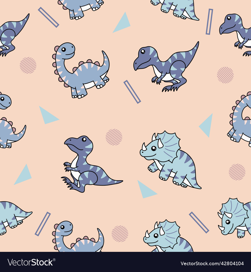 Cute many colorful dinosaur animal seamless