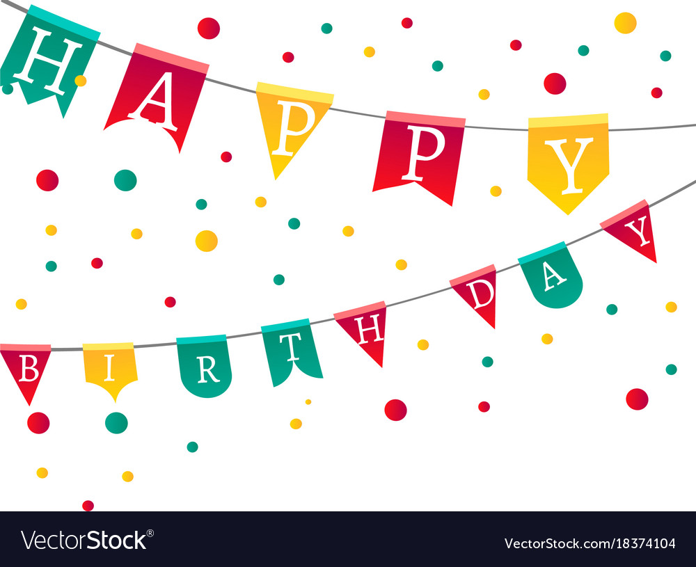 Flags with letters happy birthday Royalty Free Vector Image